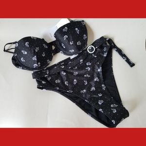 Onia NWT B&W Floral HW Bikini XL